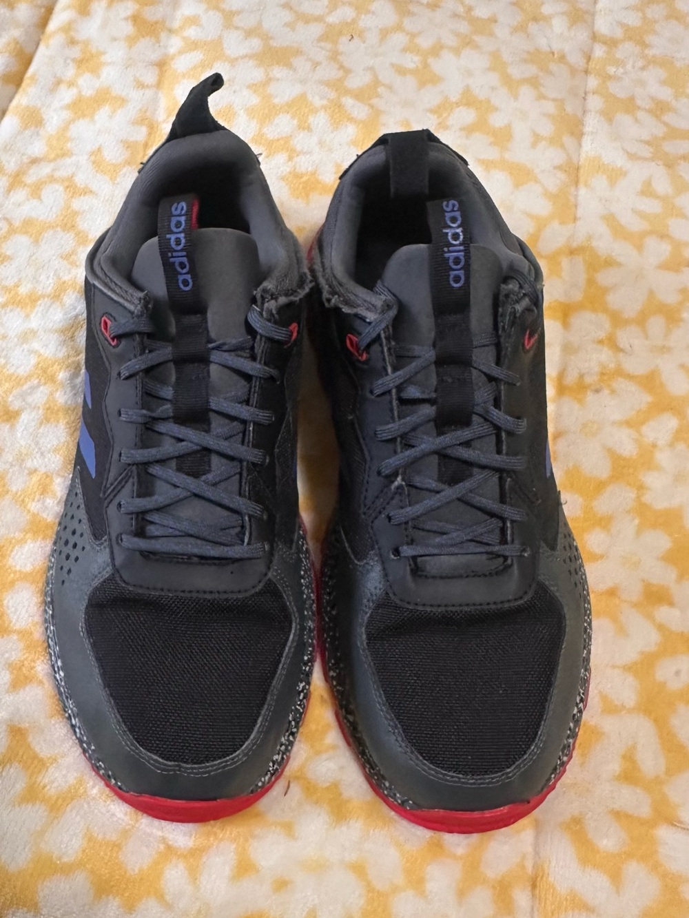 adidas Men’s Black Sneakers with Red and Blue Accents